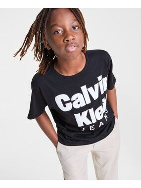Calvin Klein Big Boys Logo Graphic Short-Sleeve T-Shirt - Black MEDIUM 10-12 NWT